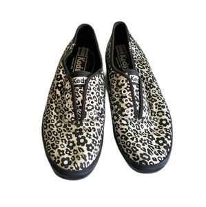 Keds black and silver gray floral sneakers